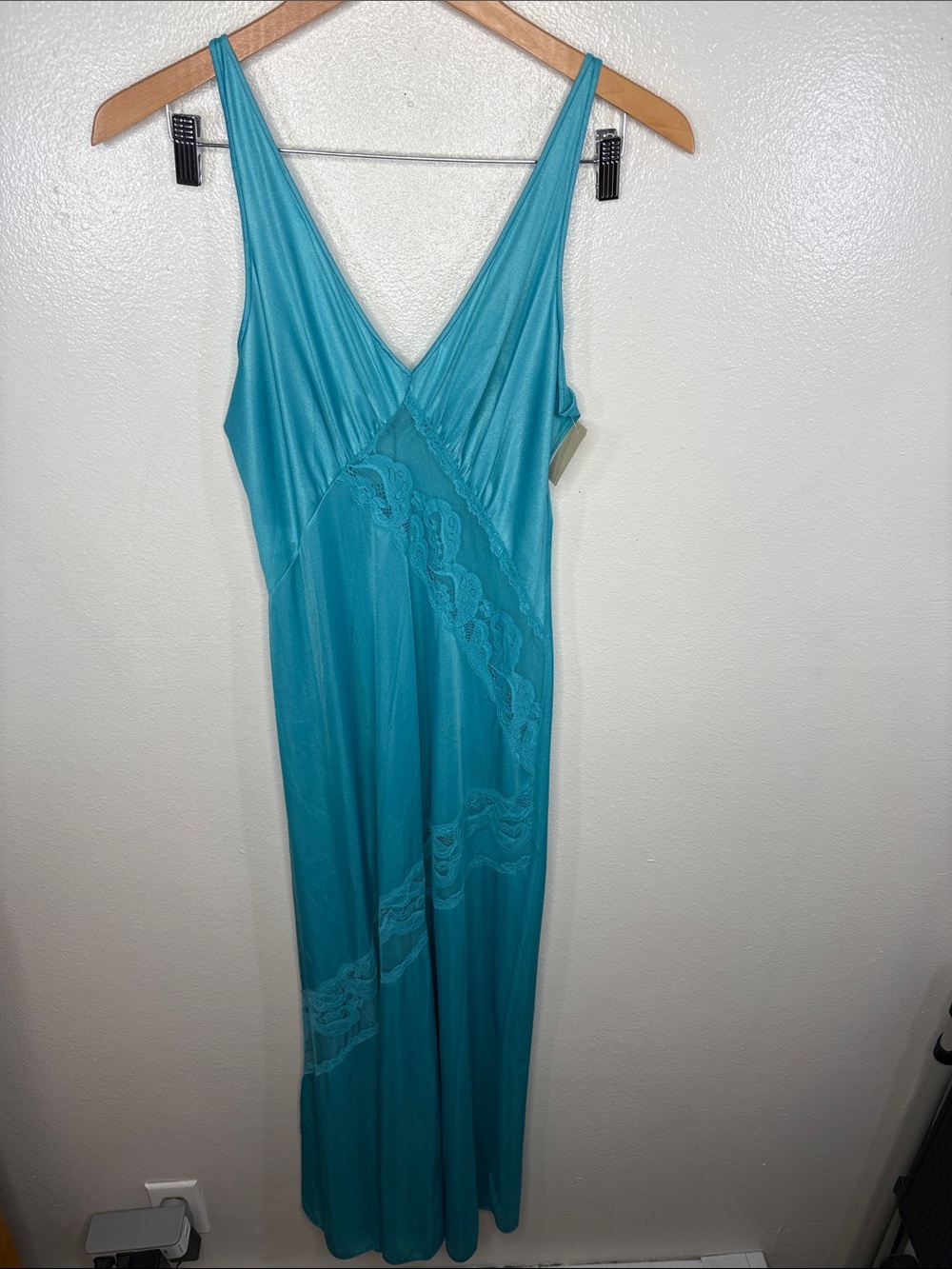 New Deadstock Texsheen Blue Slip Nightgown Women Size Small